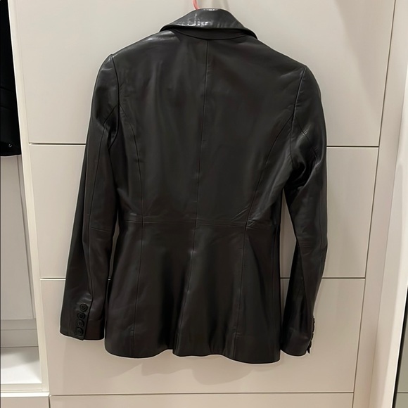 Reformation Veda Bowery Black Leather Jacket Blazer XS - Picture 5 of 8